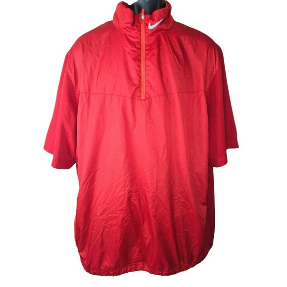 Nike Golf Mens Windbreaker Jacket XL Red Quarter-Zip Pullover Golf - Picture 2 of 9